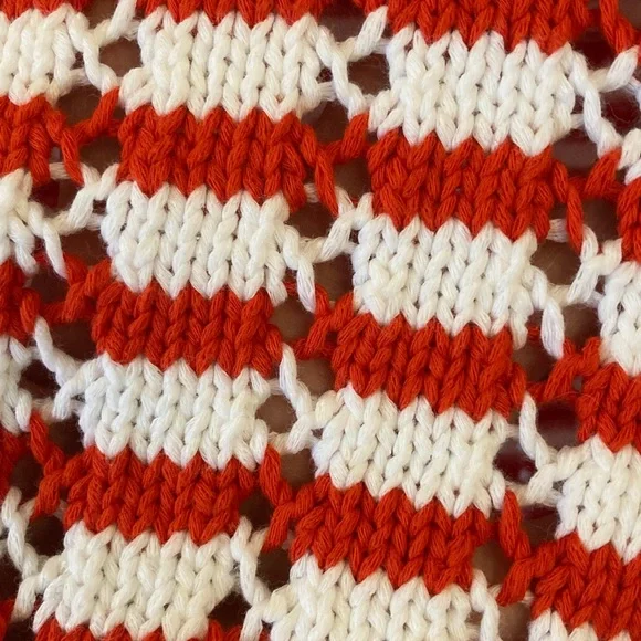 LOFT Red & White Checker-Stripe Boat Neck Sweater - Picture 5 of 9